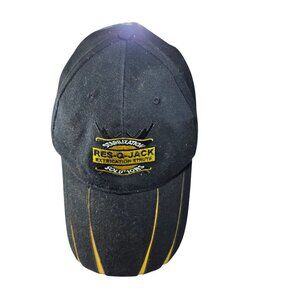 Vtg baseball cap Res-Q-Jack hat black yellow embroidered logo